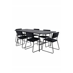 Uno ruokapöytä - musta / musta viilu + Kenth tuoli - musta / musta Velvet_6
