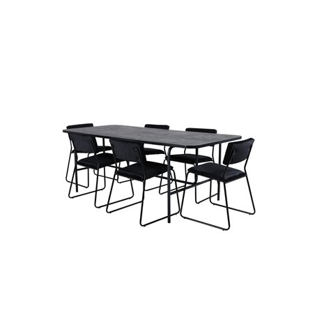 Uno Dining Table - Black / Black Veneer+Kenth Chair - Black / Black Velvet_6