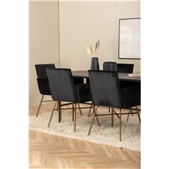 Uno Dining Table - Black / Black Veneer+Pippi Chair - Distressed Copper / Black Velvet_6