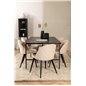 Uno Dining Table - Black / Black Veneer+Velvet Stitches Chair - Black / Beige Velvet_6