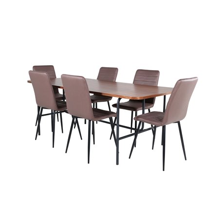Uno ruokapöytä - musta / pähkinäviilu + Windu Luxury tuoli - musta / ruskea mikrokuitu_6