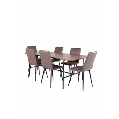 Uno ruokapöytä - musta / pähkinäviilu + Windu Luxury tuoli - musta / ruskea mikrokuitu_6