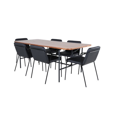 Uno Dining Table - Black / Walnut Veneer+Tvist Chair - Black / Black PU_6