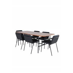 Uno ruokapöytä - musta / pähkinäviilu + Tvist-tuoli - musta / musta PU_6