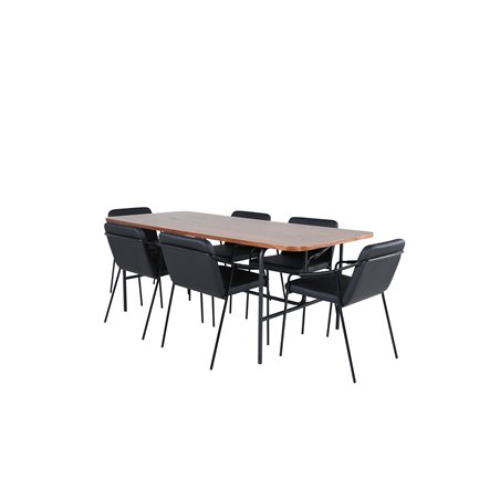 Uno ruokapöytä - musta / pähkinäviilu + Tvist-tuoli - musta / musta PU_6