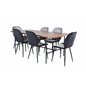 Uno Dining Table - Black / Walnut Veneer+Emma Chair - Black / Black and Light Grey Black Velvet in Back Grey Velvet in front_6