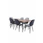 Uno Dining Table - Black / Walnut Veneer+Emma Chair - Black / Black and Light Grey Black Velvet in Back Grey Velvet in front_6