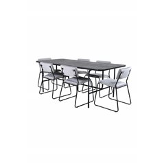 Uno Dining Table - Black / Black Veneer+Kenth Chair - Black / Light Grey Velvet_6