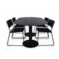 Pillan Ovalt spisebord, sort sort glasmarmor + Kenth stol, sort sort PU_4