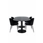 Pillan Oval Dining Table , Black Black Glass Marble+Wrinkles Dining Chair , Black Legs , Black Velvet_4