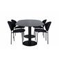 Pillan Oval ruokapöytä, musta musta lasimarmori + holvi ruokatuoli, mustat jalat, musta kangas_4