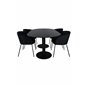 Pillan Oval Dining Table , Black Black Glass Marble+Berit Chair , Black Black Velvet_4