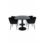 Pillan Oval ruokapöytä, musta musta lasimarmori + Limhamn, tuoli, musta sametti_4