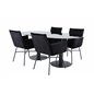 Pillan Oval Dining Table , Black Black Glass Marble+Pippi Chair , Black Black Velvet_4