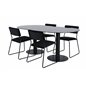 Pillan Oval ruokapöytä, musta musta lasimarmori + Kenth tuoli, musta musta sametti_4