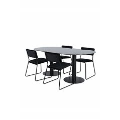 Pillan Oval Dining Table , Black Black Glass Marble+Kenth Chair , Black Black Velvet_4