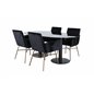 Pillan Oval Dining Table , Black Black Glass Marble+Pippi Chair , Distressed Copper Black Velvet_4