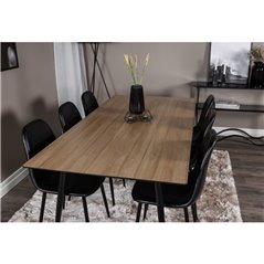 Silar Dining Table - 180 cm - "Wood Look" Melamine / Black Legs, Polar Dining Chair - Black / Black_6