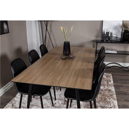 Silar ruokapöytä - 180 cm - "Wood Look" Melamiini / mustat jalat, Polar ruokapöytä - musta / musta_6