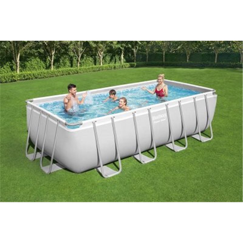 Maanpäällinen uima-allas Bestway Power Steel Pool 488x244x122 cm Suorakulmainen teräsrungolla, Sansuodatinpumppu ja tikkaat