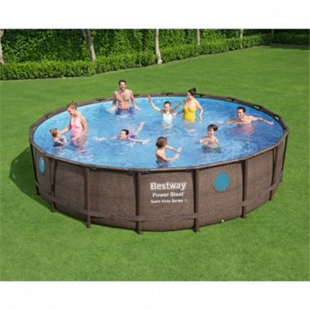 Bestway Power Steel 549x122 cm pool inkl patronfilterpump, stege och poolskydd