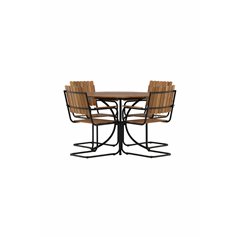 Holmsund Dining set - Black Steel / Acacia Teaklook