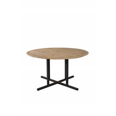 Cruz Spisebord - Sort Stål / Acacia (teak look) ø140cm