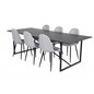 Palace Dining Table - 240*100*H75 - Black / Black, Polar Dining Chair - Black Legs - Light Grey Fabric_6