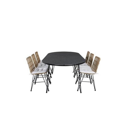 Viga ruokapöytä - musta teräs / harmaa spraylasi - 200 * 100 cm