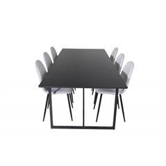 Palace ruokapöytä - 240 * 100 * H75 - musta / musta, Polar ruokapöydän tuoli - mustat jalat - vaaleanharmaa kangas_6