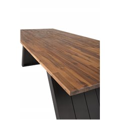 Doory Dining Table - black steel / acacia top in teak look - 250*100cm