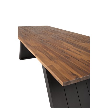 Doy matbord - svart stål / akacia topp i teak look - 250 * 100cm