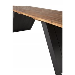 Doory Spisebord - sort stål / akacie plade i teak look - 250 * 100cm