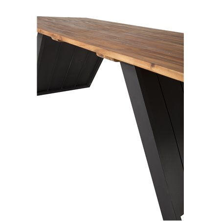 Doory Spisebord - sort stål / akacie plade i teak look - 250 * 100cm