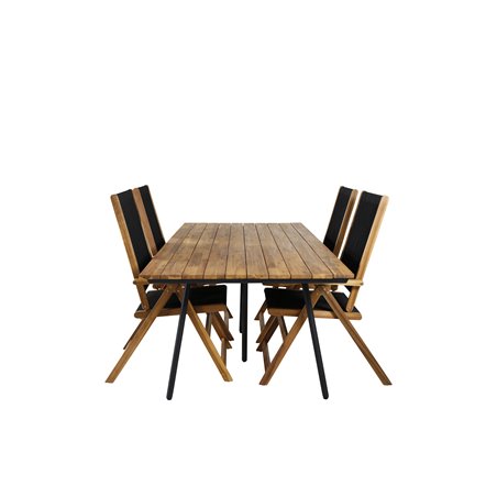 Chan matbord - svart stål / akacia (teak look) - 200cm