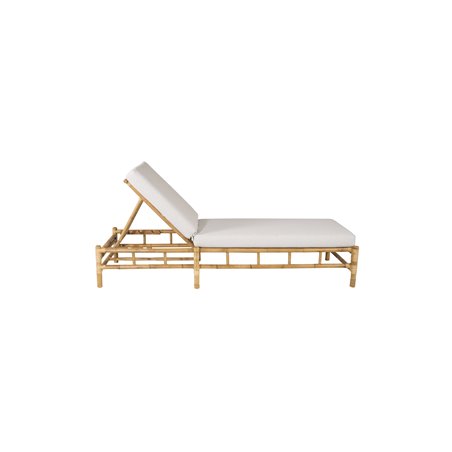 Cane sun lounge - Bamboo / Grey Cushion