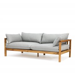Marion Double Sofa Bench - Grey Fabric / Acacia