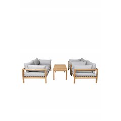 Marion Double Sofa Bench - Grey Fabric / Acacia