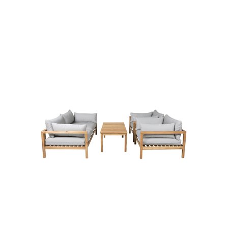 Marion Double soffa bänk - Grå tyg / Acacia