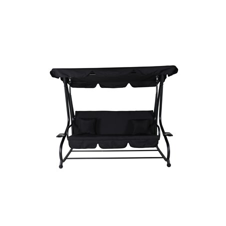 Malaga 3 Seater Swing Bed Black Frame / Black Cushion