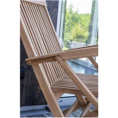 Kenya Round Cofee Table ø70 cm - Teak, Kenya Folding Chair - With Armrest - Teak_2