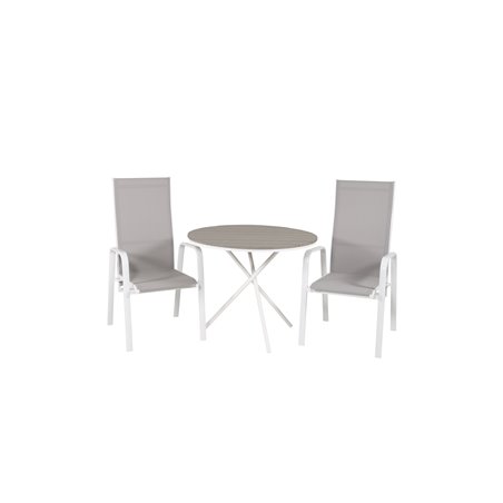 Parma Café Table ø90 - White/Grey, Copacabana Recliner Chair - White/Grey_2