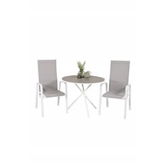 Parma Café Table ø90 - White/Grey, Copacabana Recliner Chair - White/Grey_2