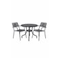 Nicke Dining Table - Black Steel - ø90cm, Lindos Armchair - Black Alu / Grey Rope