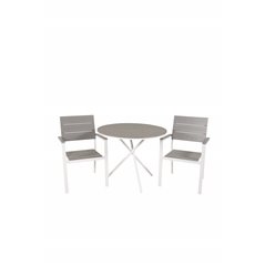 Parma Café Table ø90 - White/Grey, Levels Chair (stackable) - White Alu / Grey Aintwood_2