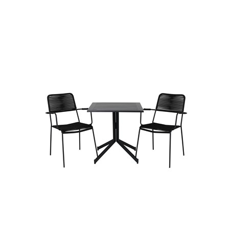 Way café table 70*70, Lindos Armchair - Black Alu / Black Rope_2