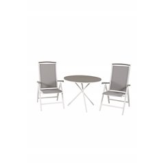 Parma Café Table ø90 - White/Grey, Albany 5:pos Chair - White/Grey_2