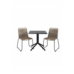 Way café table 70*70, Lindos Stacking Chair - Black Alu / Latte Rope_2