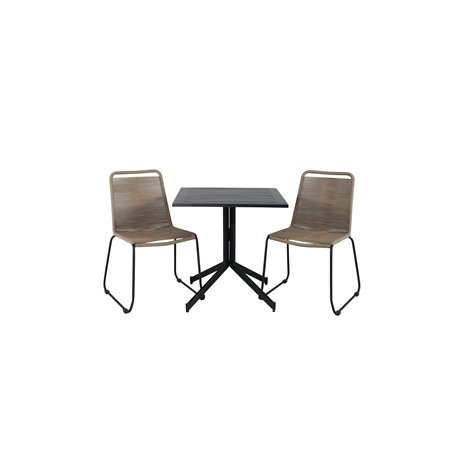 Way café table 70*70, Lindos Stacking Chair - Black Alu / Latte Rope_2