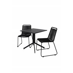 Way Café Tabell 70 * 70, Lindos Stapelbar stol - svart Aluminium / svart Rep_2